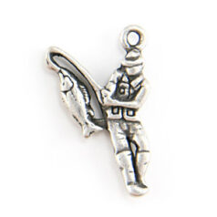 Charm, Pewter 19x12mm Fisherman in Antique Pewter Finish