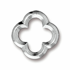 Tierracast Pewter Link, 16x16mm Med Quatrefoil (inside diameter: 11.4x11.4mm) - Rhodium