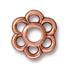 Tierracast Pewter Link, 12.5mm Six Petal (Center Hole: 4mm) - Antique Copper