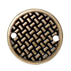 Tierracast Pewter Link, 18.5mm Woven Disk - Brass Oxide