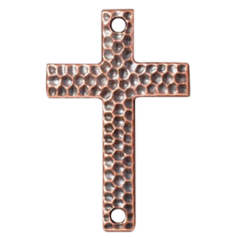 Tierracast Pewter Link, 40x25.5mm Hammertone Cross - Antique Copper