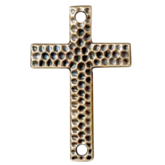 Tierracast Pewter Link, 40x25.5mm Hammertone Cross - Brass Oxide