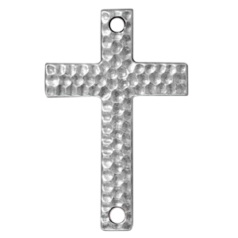 Tierracast Pewter Link, 40x25.5mm Hammertone Cross - Antique Pewter