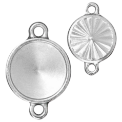 Tierracast Pewter Link, 14mm Faceted Rivoli - Bright Rhodium