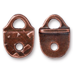 Tierracast Pewter Link, 15.9 x 11.4mm Strap Tip Rock & Roll (Top Loop 3.5mm) - Antique Copper
