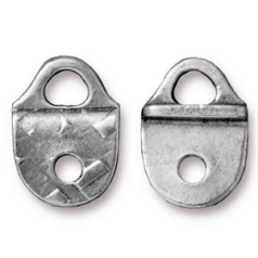 Tierracast Pewter Link, 15.9 x 11.4mm Strap Tip Rock & Roll (Top Loop 3.5mm) - Antique Pewter