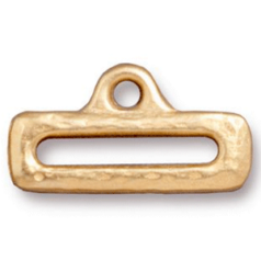 Tierracast Pewter Link, 19x10mm Distressed Slide with Loop - Bright Gold