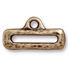 Tierracast Pewter Link, 19x10mm Distressed Slide with Loop - Brass Oxide