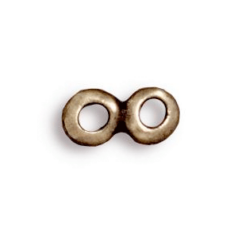 Tierracast Pewter Link. 9.5x4.4mm, 2 strands Rondelle Nugget with 2 Holes - Brass Oxide
