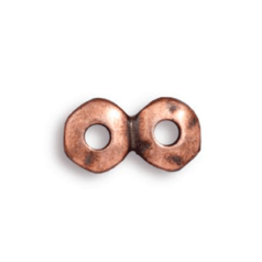 Tierracast Pewter Link, 12.3x6.6mm, 2 strands Rondelle Nugget with 2 Holes - Antique Copper