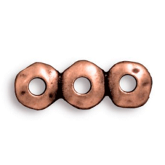 Tierracast Pewter Link, 18.2x6.6mm 3 strands Rondelle Nugget with 3 Holes - Antique Copper