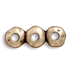 Tierracast Pewter Link, 18.2x6.6mm 3 strands Rondelle Nugget with 3 Holes - Brass Oxide