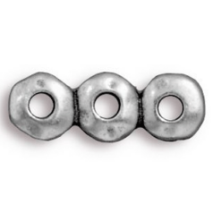 Tierracast Pewter Link, 18.2x6.6mm 3 strands Rondelle Nugget with 3 Holes - Antique Pewter