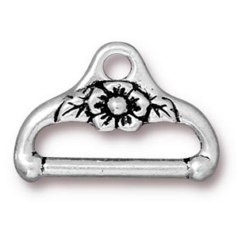 Tierracast Pewter End Bar, 19.5x13mm Floral (inside Hole 15.4x2.5mm) - Antique Silver