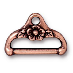 Tierracast Pewter End Bar, 19.5x13mm Floral (inside Hole 15.4x2.5mm) - Antique Copper