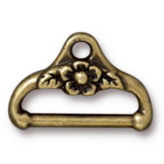 Tierracast Pewter End Bar, 19.5x13mm Floral (inside Hole 15.4x2.5mm) - Brass Oxide