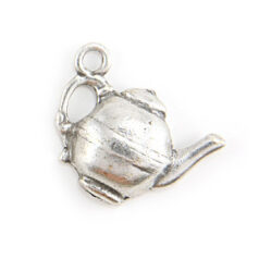 Charm, Pewter 13x16mm Teapot in Antique Pewter Finish