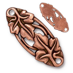Tierracast Pewter Link, 33.5x13mm Leaf - Antique Copper