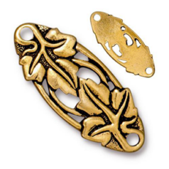 Tierracast Pewter Link, 33.5x13mm Leaf - Antique Gold
