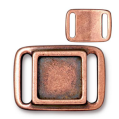 Tierracast Pewter Link, 24x17.5mm Frame Slider (Inside Frame size 11x11mm) - Antique Copper