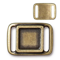 Tierracast Pewter Link, 24x17.5mm Frame Slider (Inside Frame size 11x11mm) - Brass Oxide