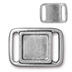 Tierracast Pewter Link, 24x17.5mm Frame Slider (Inside Frame size 11x11mm) - Antique Pewter