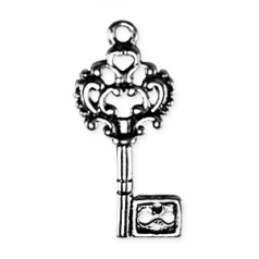 Charm Fancy Key 29*13mm - Antique Silver (Hole Size: 1.7mm)