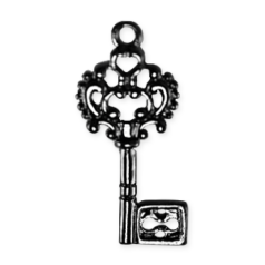 Charm Fancy Key 29*13mm - Gunmetal (Hole Size: 1.7mm)