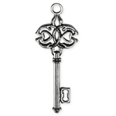Charm, Pewter 45x17mm Key in Antique Silver Finish