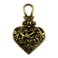 Charm, Pewter 20x20mm (no including the loop) Heart in Antique Gold Finish