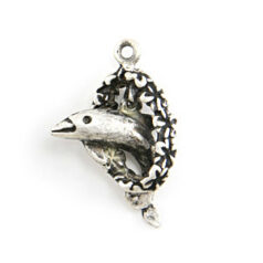 Charm, Pewter 15x14mm Dolphin in Antique Pewter Finish