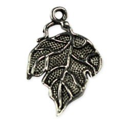 Charm Leaf 26.2x17mm - Antique Silver (Hole Size: 1.5mm)