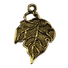 Charm Leaf 26.2*17mm - Antiique Gold (Hole Size: 1.5mm)