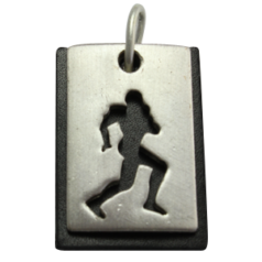 Pendant, Pewter 30x20mm Football Player figure with Leather Piece
