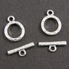 Clasp, Bright Silver Toggle, 15x12mm Zigzag