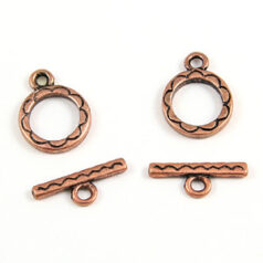 Toggle Clasp, Pewter 12mm with loop design in Copper Finish