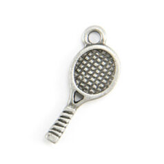 Charm, Pewter  20x8mm Tennis Racket in Antique Pewter Finsih
