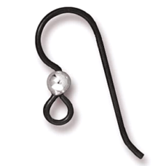 Tierracast Niobium Earwires with length 21mm, Wire Gauge 20Ga in NB Black 3mm SS Bead