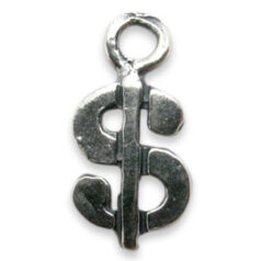 Charm, JBB Pewter  11x5.6mm Dollar Sign in Antique Silver Finish
