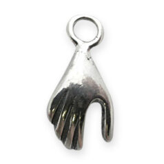 JBB Pewter - Hand Pendant 11x5.6mm - Brass Antique Sterling Silver Plated
