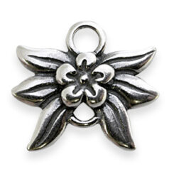 Charm, JBB Pewter 15.5x17.5mm Flower in Antique Silver Finish