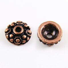 Bead Cap, Pewter 7mm Round - Antique Copper Finish