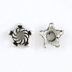 Bead Cap, Pewter 6mm Fancy Round with Dots in Antique Silver Finish