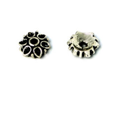 Bead Cap, Pewter 8mm Round with Petal Design in Antique Silver Finish