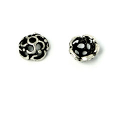 Bead Cap, Pewter 8mm Round with Creative Handcrafted Design in Antique Silver Finish