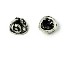Bead Cap, Pewter 7mm Round with Scroll Design in Antique Silver Finish
