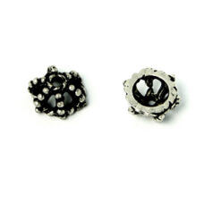 Bead Cap, Pewter 8mm Round with Dot Design in Antique Silver Finish