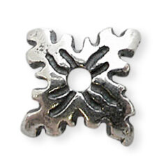 Bead Cap, JBB Pewter 6.5mm with 4 Leaves in Silver Finish