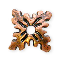 Bead Cap, JBB Pewter 6.5mm with 4 Leaves in Antique Copper Finish