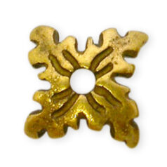 Bead Cap, JBB Pewter 6.5mm with 4 Leaves in Antique Brass Finish